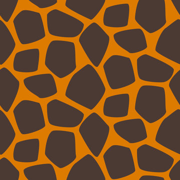 Giraffe skin vector seamless pattern. Giraffe brown and orange texture stains. Safari wild animal background.