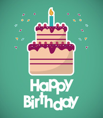 cake candle happy birthday celebration party icon. Colorful design. Vector illustration