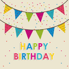 Fototapeta na wymiar pennants happy birthday celebration party icon. Colorful design. Vector illustration
