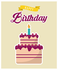 cake candle happy birthday celebration party icon. Colorful design. Vector illustration