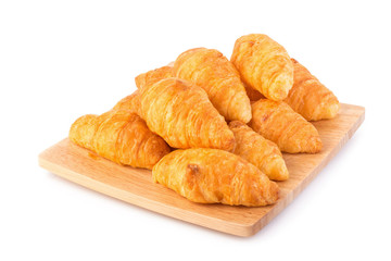 Fresh croissants on white background