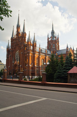 Fototapeta premium brick Gothic cathedral on a summer day