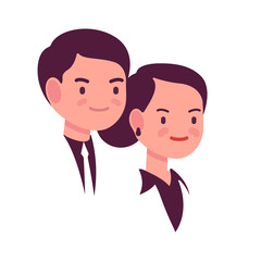 Portrait of a man and woman on a white backgorund. Cartoon vector flat-style illustration