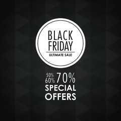 black friday sale offers icon. Black white design. Vector illustration