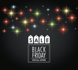 shiny black friday sale offers shopping icon. Black white design. Vector illustration