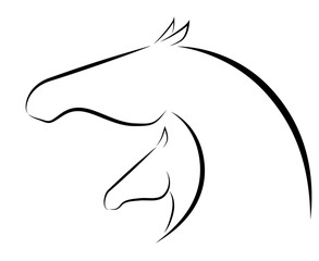 Stylized vector illustration of mare and foal