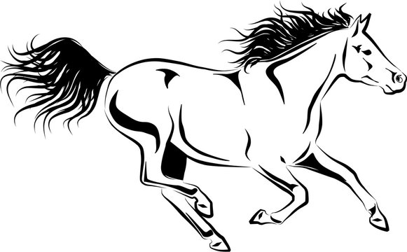simplified vector illustration of galloping horse