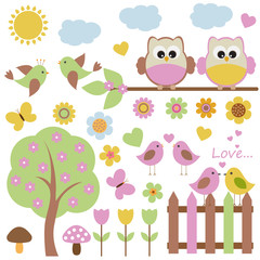 Vector set with birds.