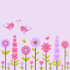 Vector postcard frame on the spring-summer theme.