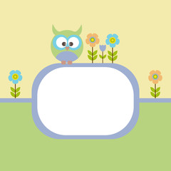 Vector spring greeting card, frame on the topic of children.