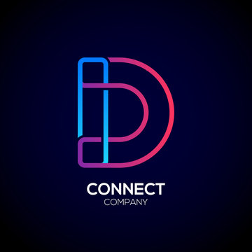 Letter D Logo Design.Linked shape square symbol,Digital