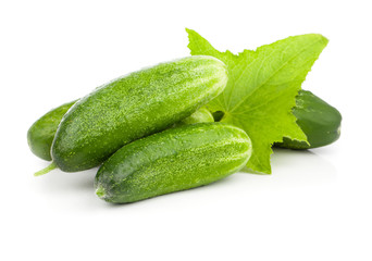 Ripe cucumbers isolated on white