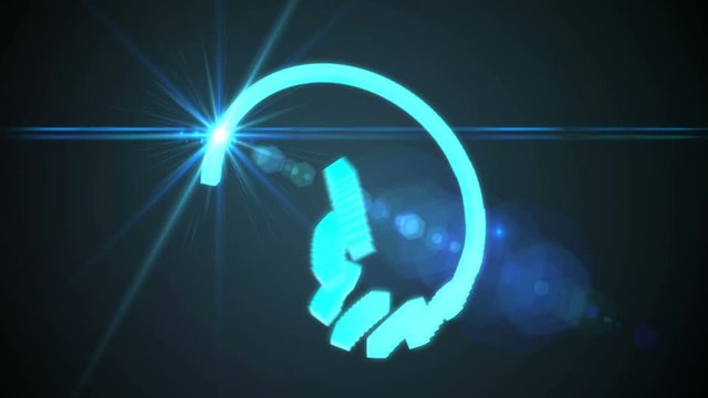 Seamless looping animation with a bluish Copyright Icon with binary code