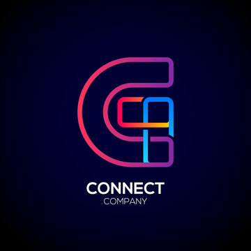 Letter G Logo Design.Linked shape square symbol,Digital