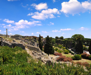 Roman ruins after the eruption of Vesuvius in Pompeii, Italy