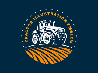 Tractor logo illustration, emblem design © sodesignby