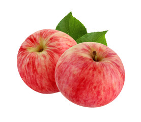 Two red-yellow apples isolated on white background.