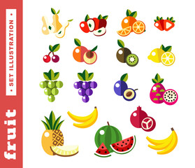 Set illustrations of fresh fruit