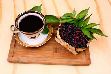 Fresh cup tea fruit elderberry
