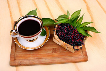 Fresh cup tea fruit elderberry