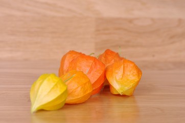 Cape gooseberry on wooden background