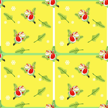 Santa Claus, Christmas, watercolor, seamless pattern