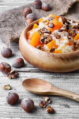 Pumpkin porridge with walnuts