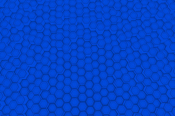 Abstract background made of blue hexagons, wall of hexagons, 3d render illustration