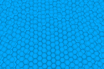 Abstract background made of light blue hexagons, wall of hexagons, 3d render illustration