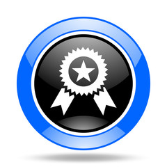 award blue and black web glossy round icon