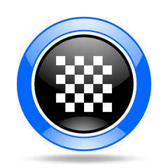 chess blue and black web glossy round icon
