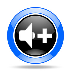 speaker volume blue and black web glossy round icon