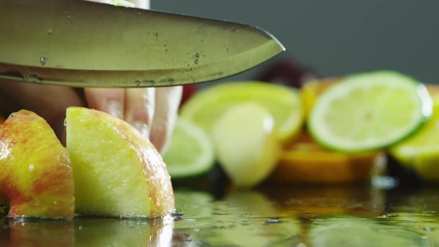 Slicing into apples