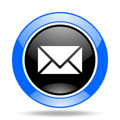 Fototapeta na wymiar email blue and black web glossy round icon