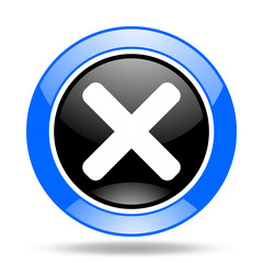Fototapeta premium cancel blue and black web glossy round icon