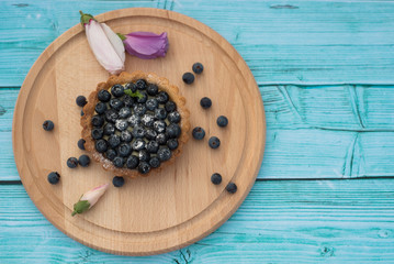 Delicious fruit tart made with  blueberries