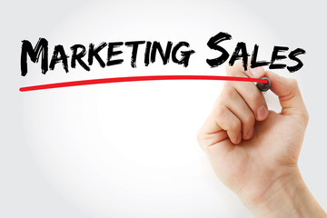 Hand writing Marketing SALES with marker, concept background