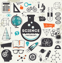 Set of science icons and design elements