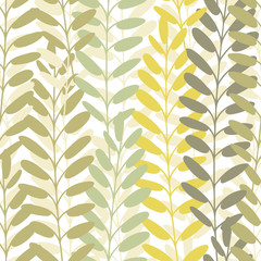 Background with leaves. Vector texture with hand drawn leaves and plants. Vector pattern. Stylised flat different kind of leaves, natural background.