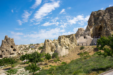 Fototapeta na wymiar Stone formations in Cappadocia, Turkey