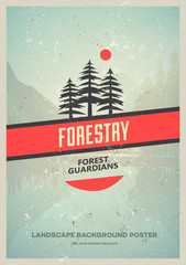 Wilderness poster with pine trees