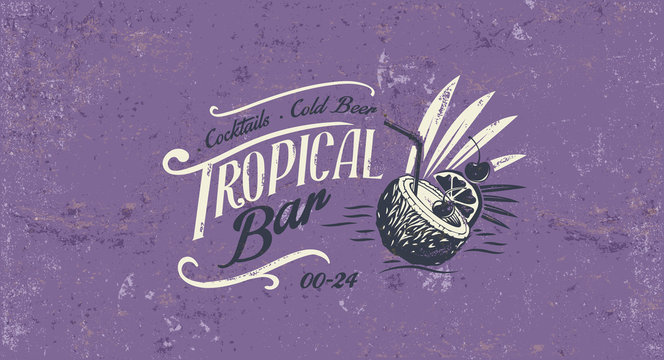 Retro sign template for tropical bar