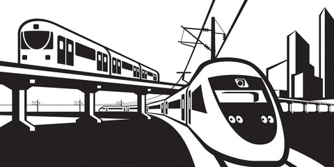 Overground rail transportation - vector illustration