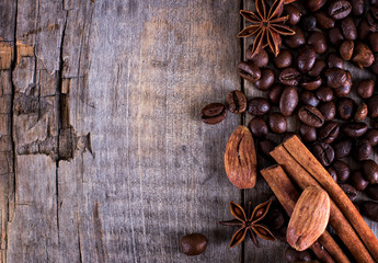 Coffee beans with spices