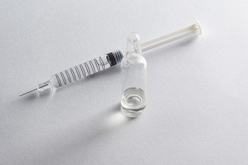 Transparent syringe for treatment and pharmacy industry.
