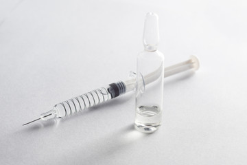 Transparent syringe for treatment and pharmacy industry.