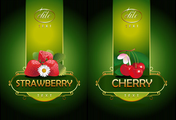 Strawberry, cherry. Vector