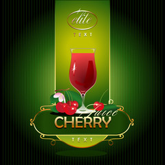 Cherry. Fresh juice. Vector