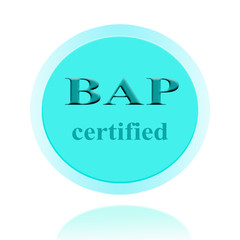 BAP certified icon or symbol  image concept design for business and use in company system.