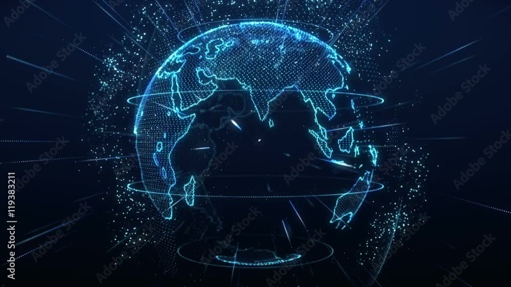 Poster planet earth rotating animation future technology business concept